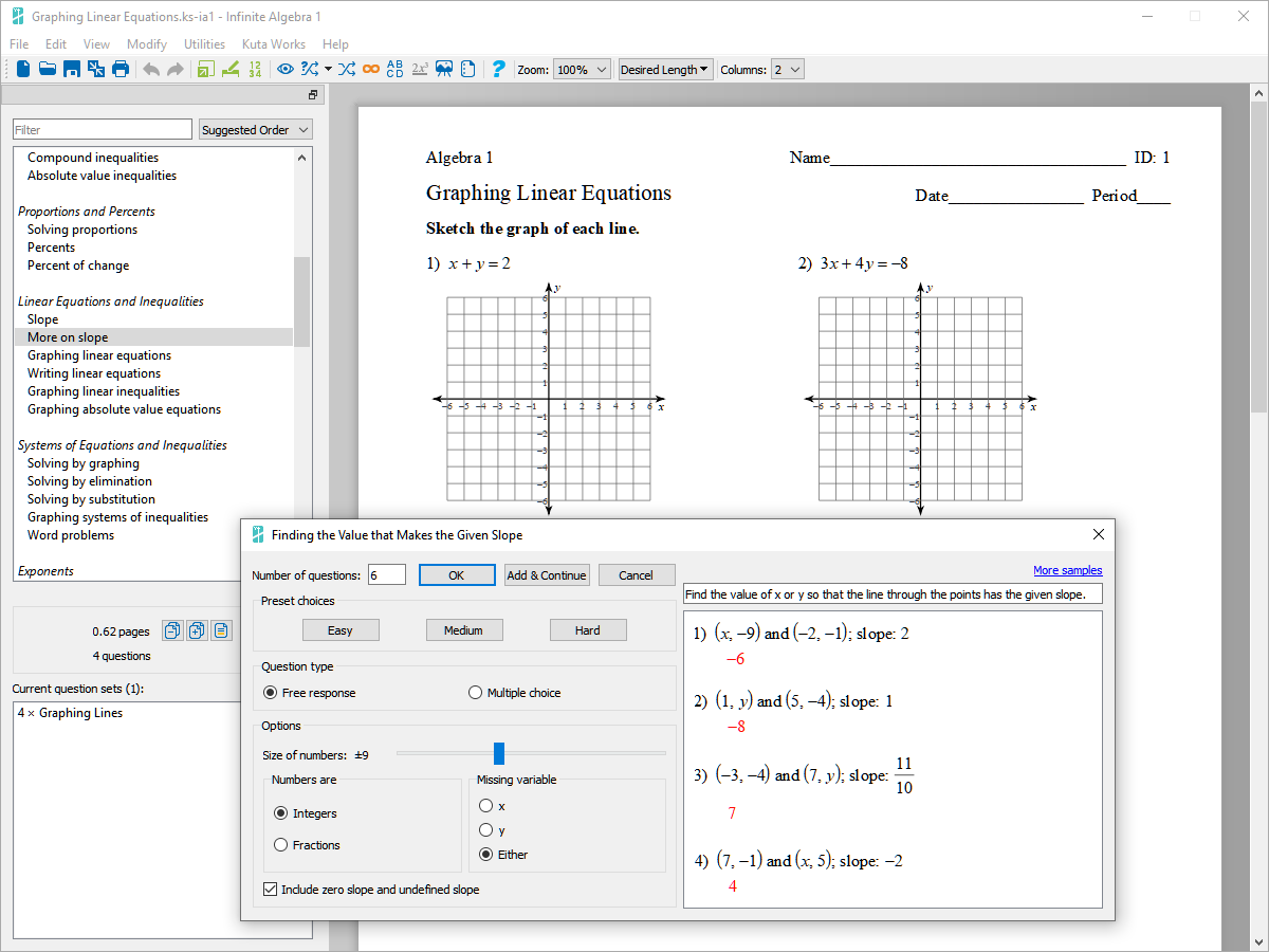 Create Custom Pre-Algebra, Algebra 1, Geometry, Algebra 2 ...