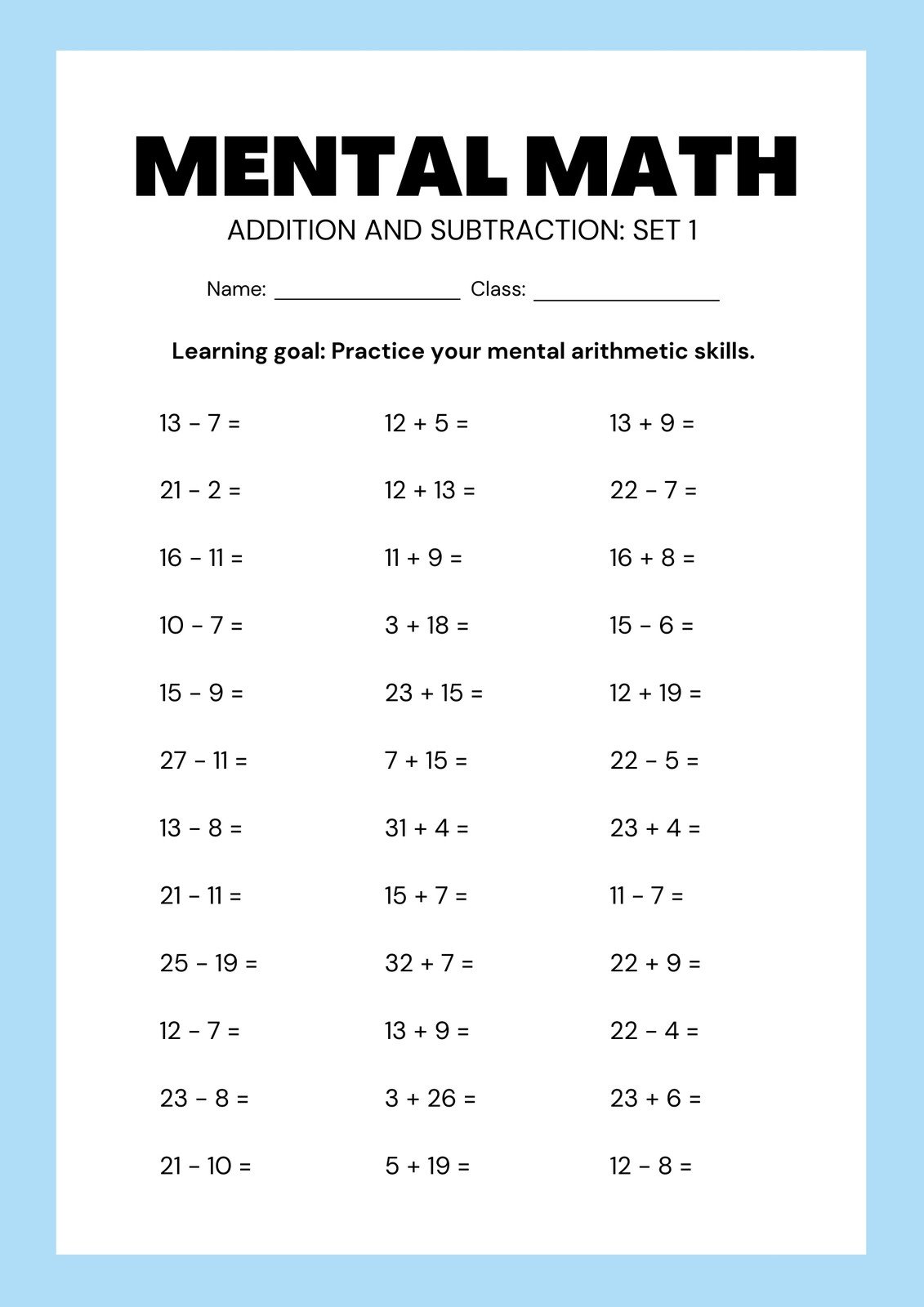 Free, printable, customizable math worksheet templates | Canva