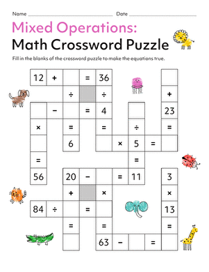 Mixed Operations: Math Crossword Puzzle | Interactive Worksheet ...