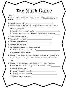 Math Curse Worksheet