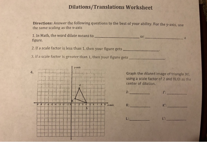 Solved Dilations/Translations Worksheet Directions: Answer | Chegg.com