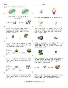 Intuitive Notion of Dilation Worksheet for 7th - 8th Grade ...