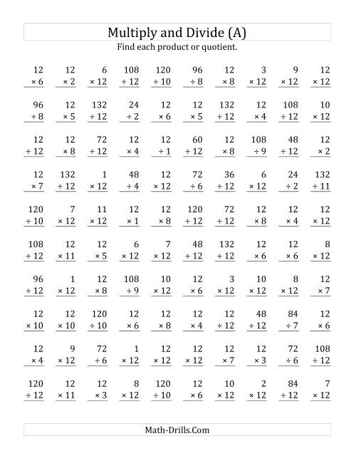 Multiplying and Dividing by 12 (A)