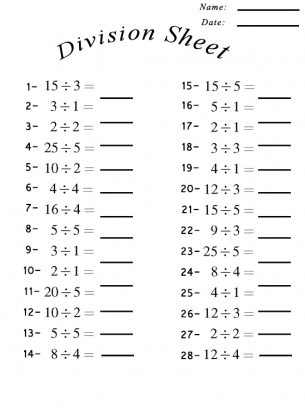 Free Division Pages For Math | Free Printable Online