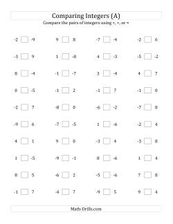math drills adding and subtracting integers worksheet a