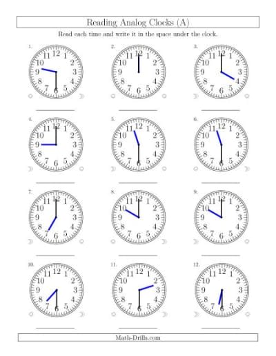Time and Clock Worksheets - Math-Drills.com
