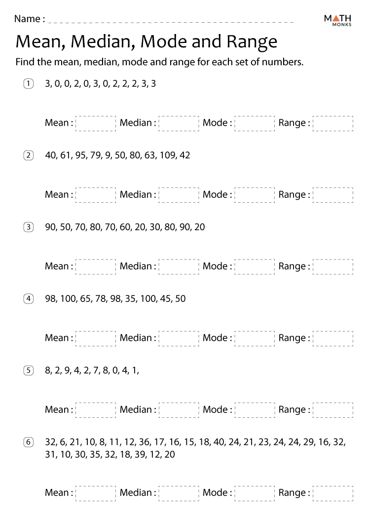 math drills mean median mode