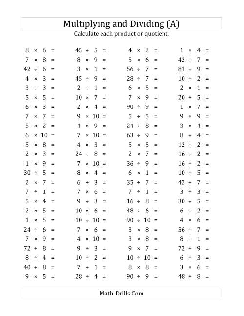 math drills multiplication