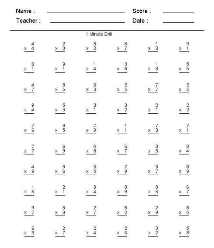 math drills multiplication