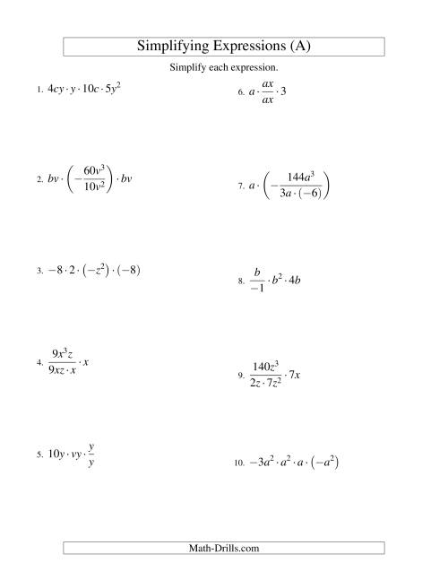 Simplifying Algebraic Expressions with Two Variables and Four ...