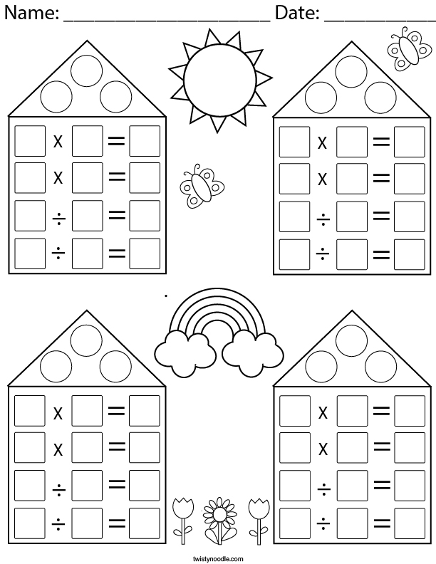 Multiplication and Division Blank Fact Family Houses Math ...
