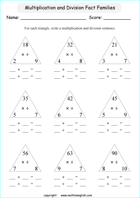 math fact family worksheet