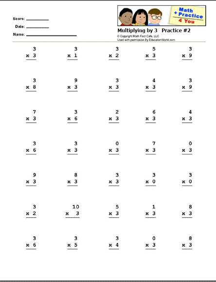 Math Practice 4 You Printable Work Sheets: Math Facts: Multiplying ...
