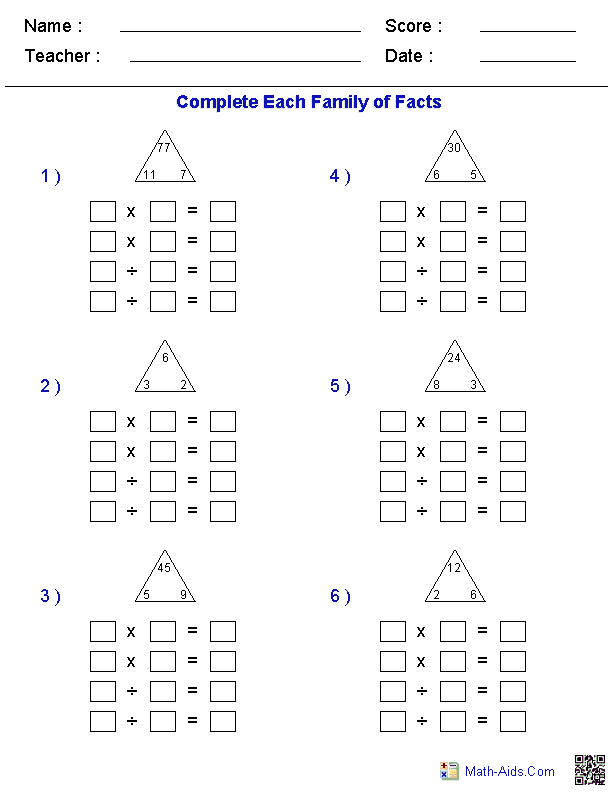 Fact Family Worksheets | Fact Family Worksheets For Practice