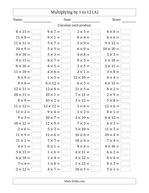 math facts multiplication worksheet