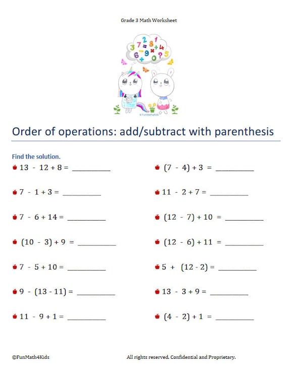 3rd Grade Math Worksheets BUNDLE 204 Pages 4,700 Math Problems ...