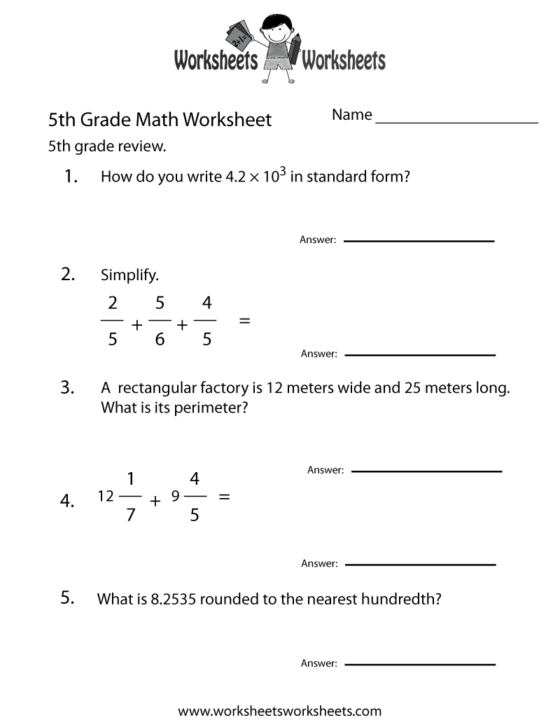 math for 5th graders worksheet