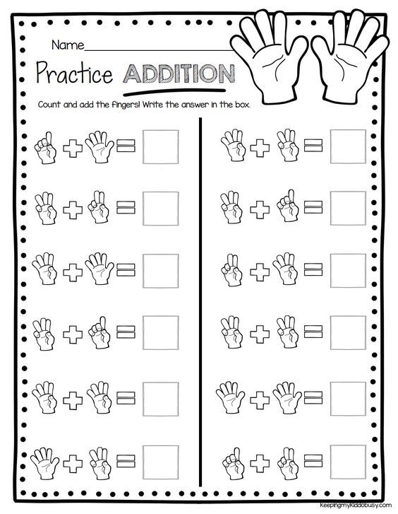 math for kindergarten worksheet addition