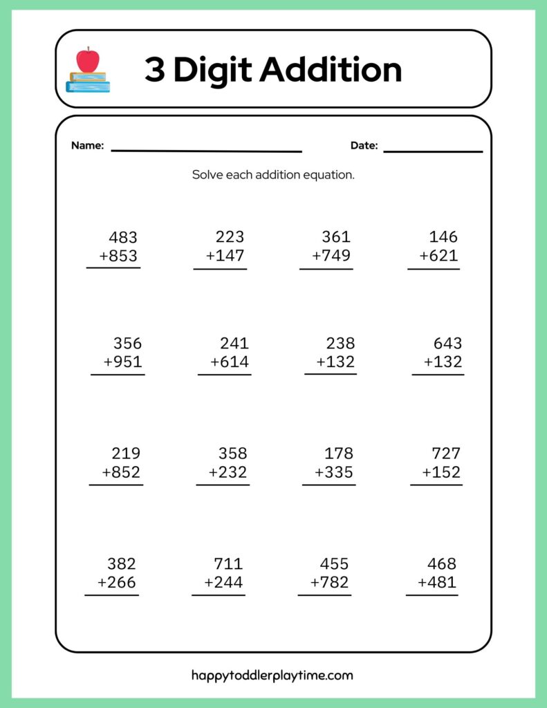 Free Printable Math Worksheets for Grade 4 Happy Toddler Playtime