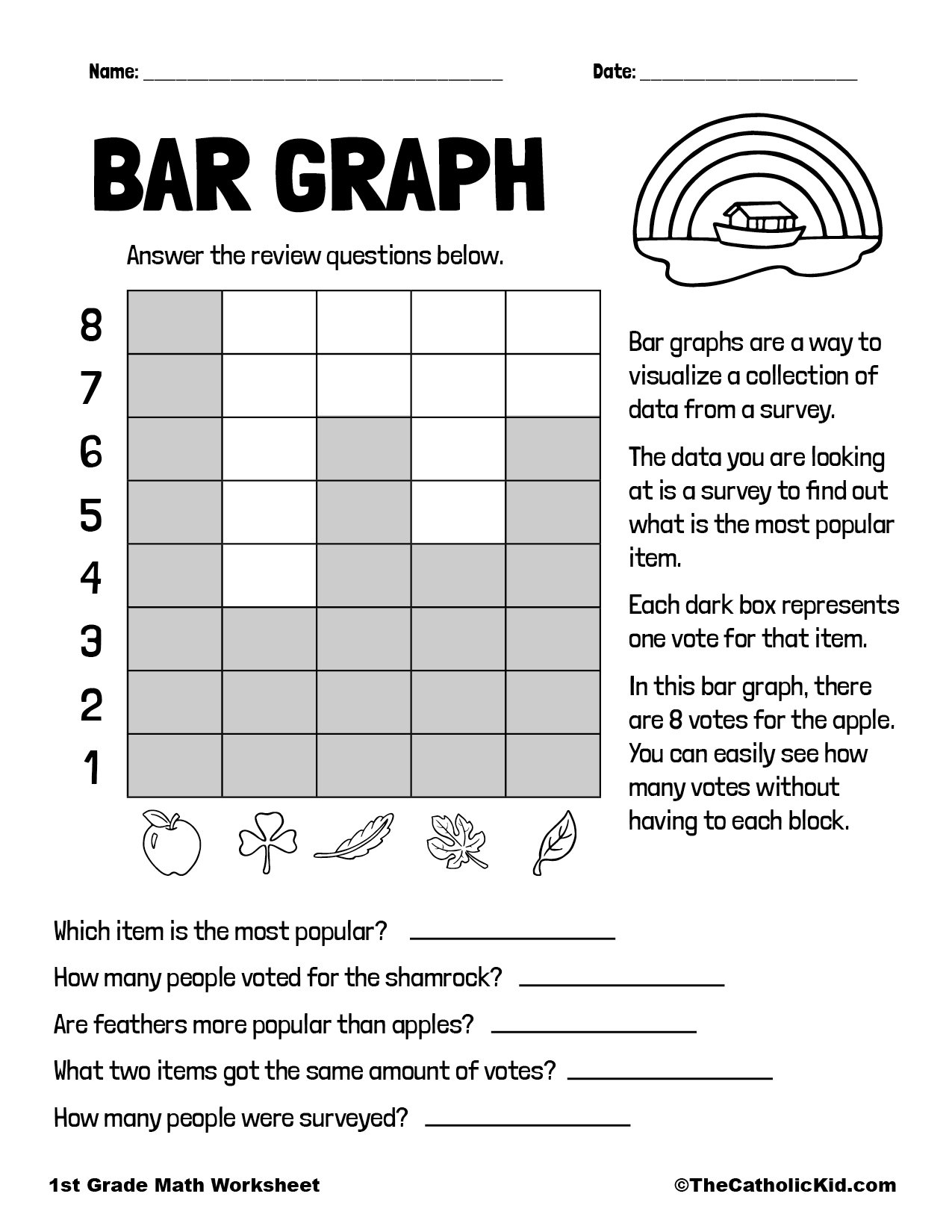 Tally &  Graph Catholic Themed Worksheets - TheCatholicKid.com