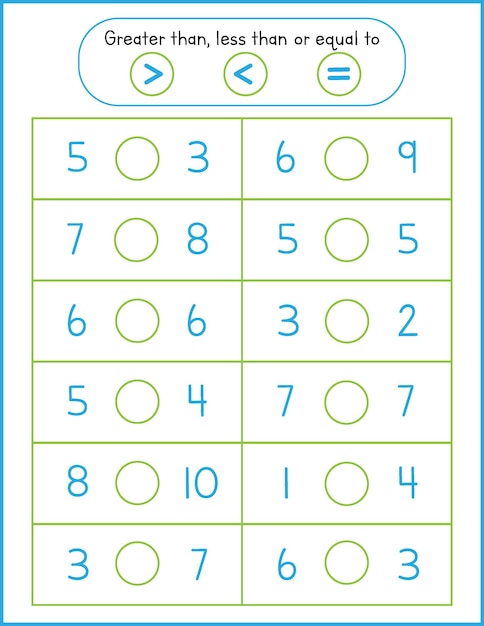 math greater than less than worksheet