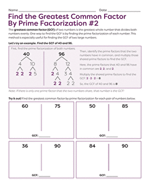 Find the Greatest Common Factor By Prime Factorization #2 ...