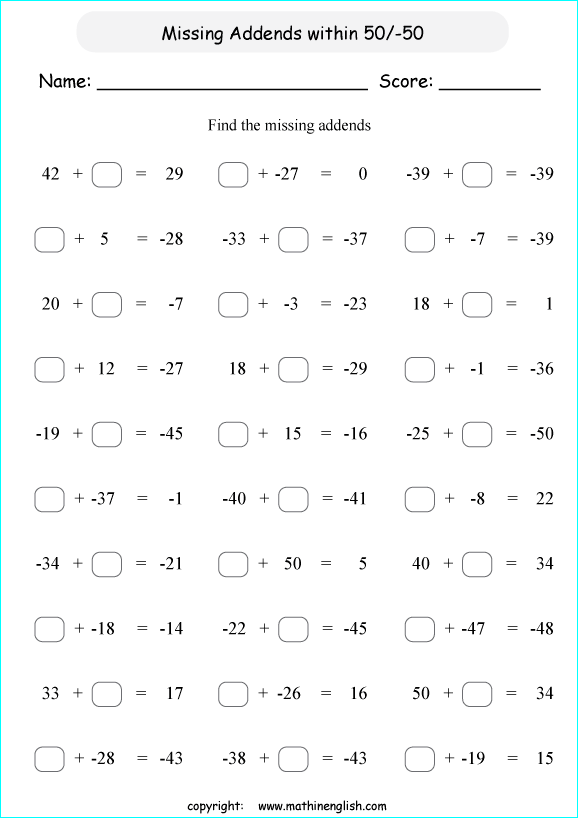 Printable primary math worksheet for math grades 1 to 6 based on ...