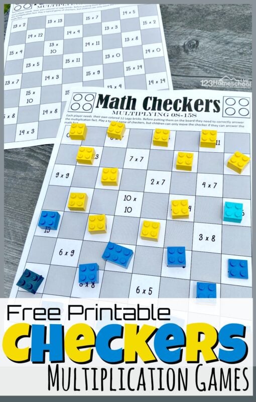 FREE Multiplication Checkers Printable Math Games