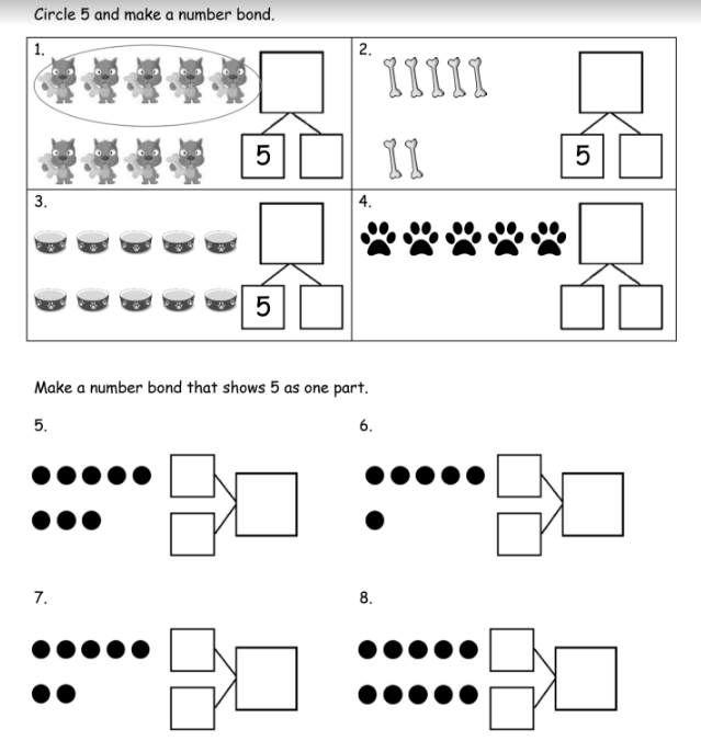 Use 5-groups and Number Bonds (solutions, worksheets, lesson plans)