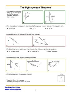 Pythagorean Theorem; Math Mammoth.com Worksheet for 7th - 8th ...