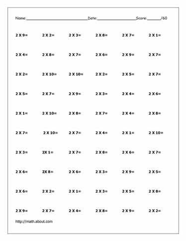 Free Times Tables Worksheets