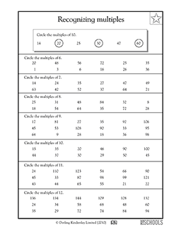 Recognizing multiples | 3rd grade, 4th grade Math Worksheet ...