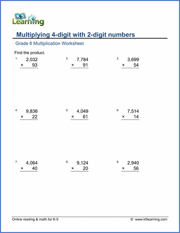 Grade 6 Multiplication &  Division Worksheets - free &  printable ...