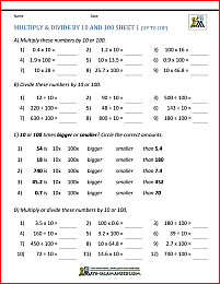 Multiply and Divide by 10 100