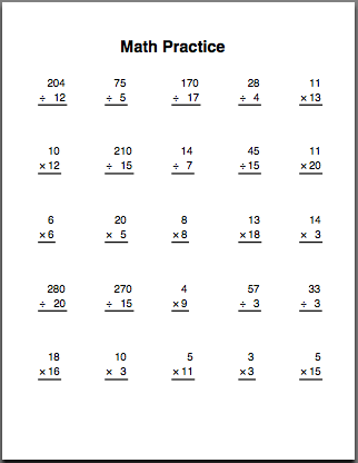Multiplication and division practice sheets - All this