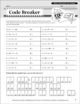 Code Breaker: Multiplication Puzzle | Printable Skills Sheets ...