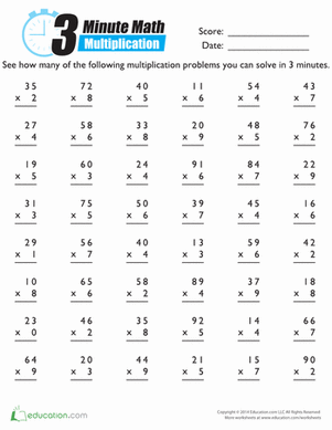 3-Minute Math: Multiplication | Interactive Worksheet 