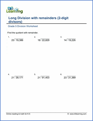 Grade 5 Multiplication &  Division Worksheets | Worsheets library