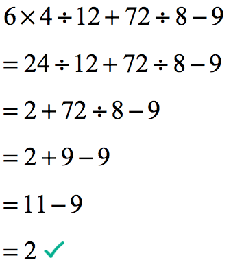 math order of operations answers