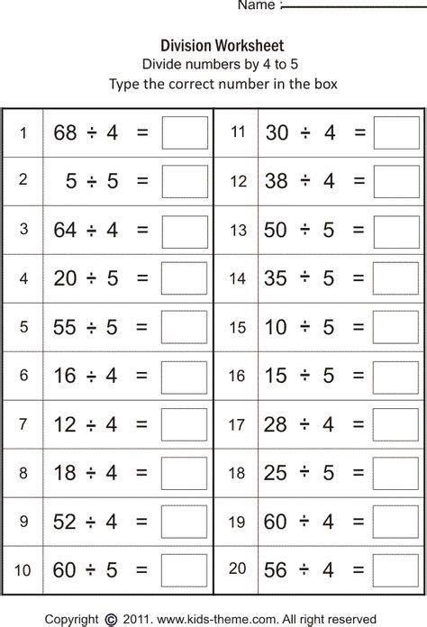 Printable Division Worksheets Grade 4 | Math division worksheets ...