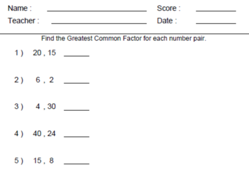 math practice worksheet for 6th grade