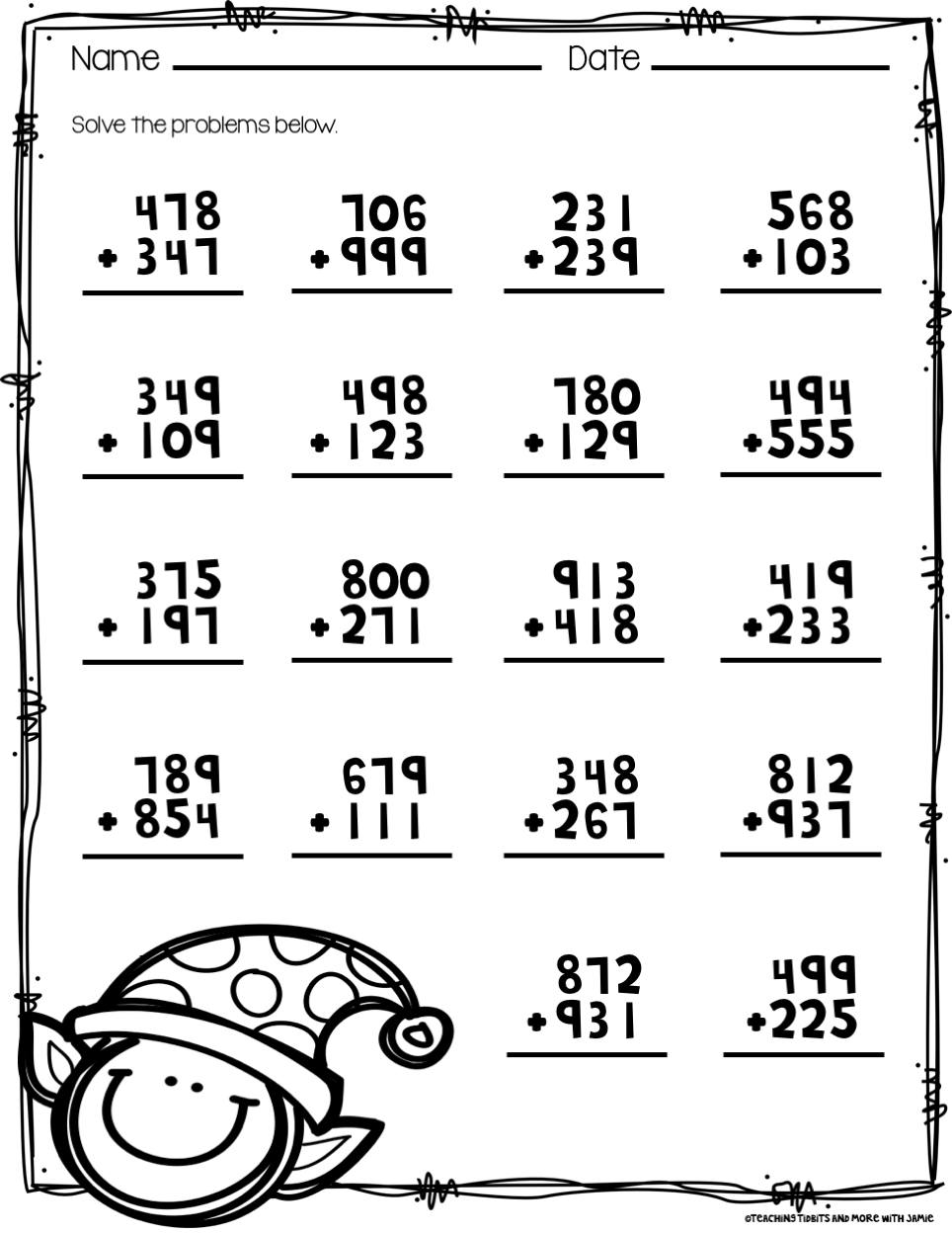 math printable worksheet 3rd grade