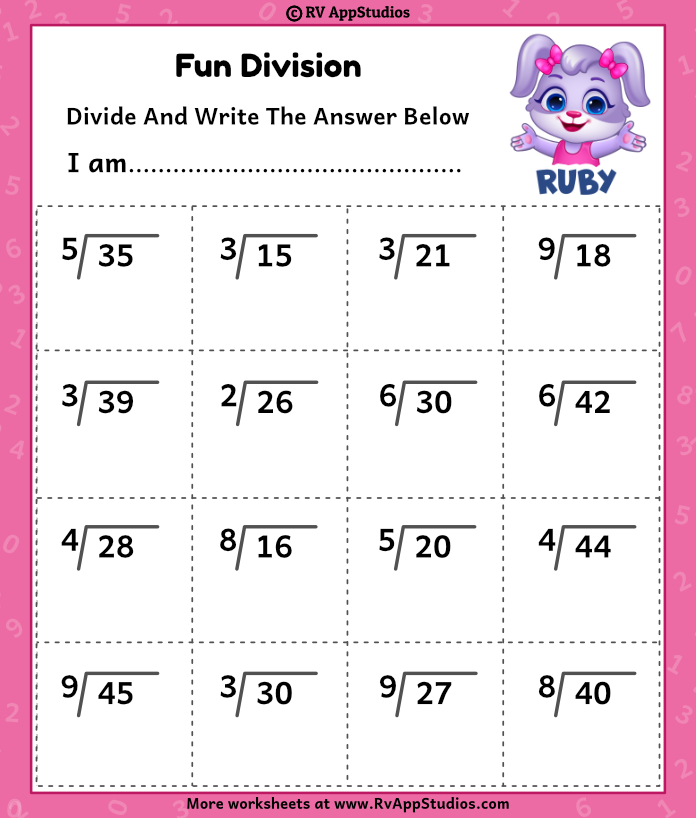 Division Learning Worksheet. Free Printable Worksheets