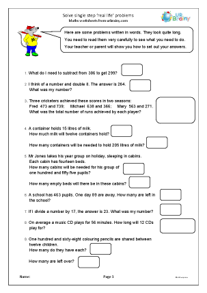 Reasoning/Problem Solving Maths Worksheets for Year 5 (age 9-10 ...