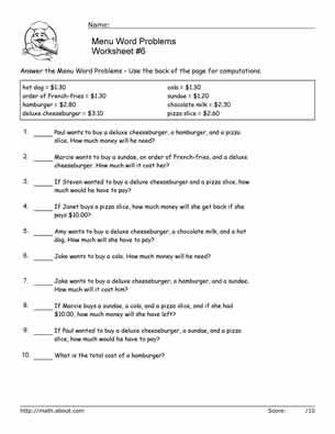 Math Word Problem Worksheets for Second-Graders