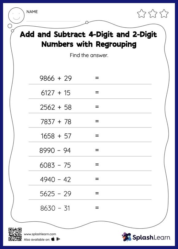 4-digit Subtraction with Regrouping Worksheets for 4th Graders Online