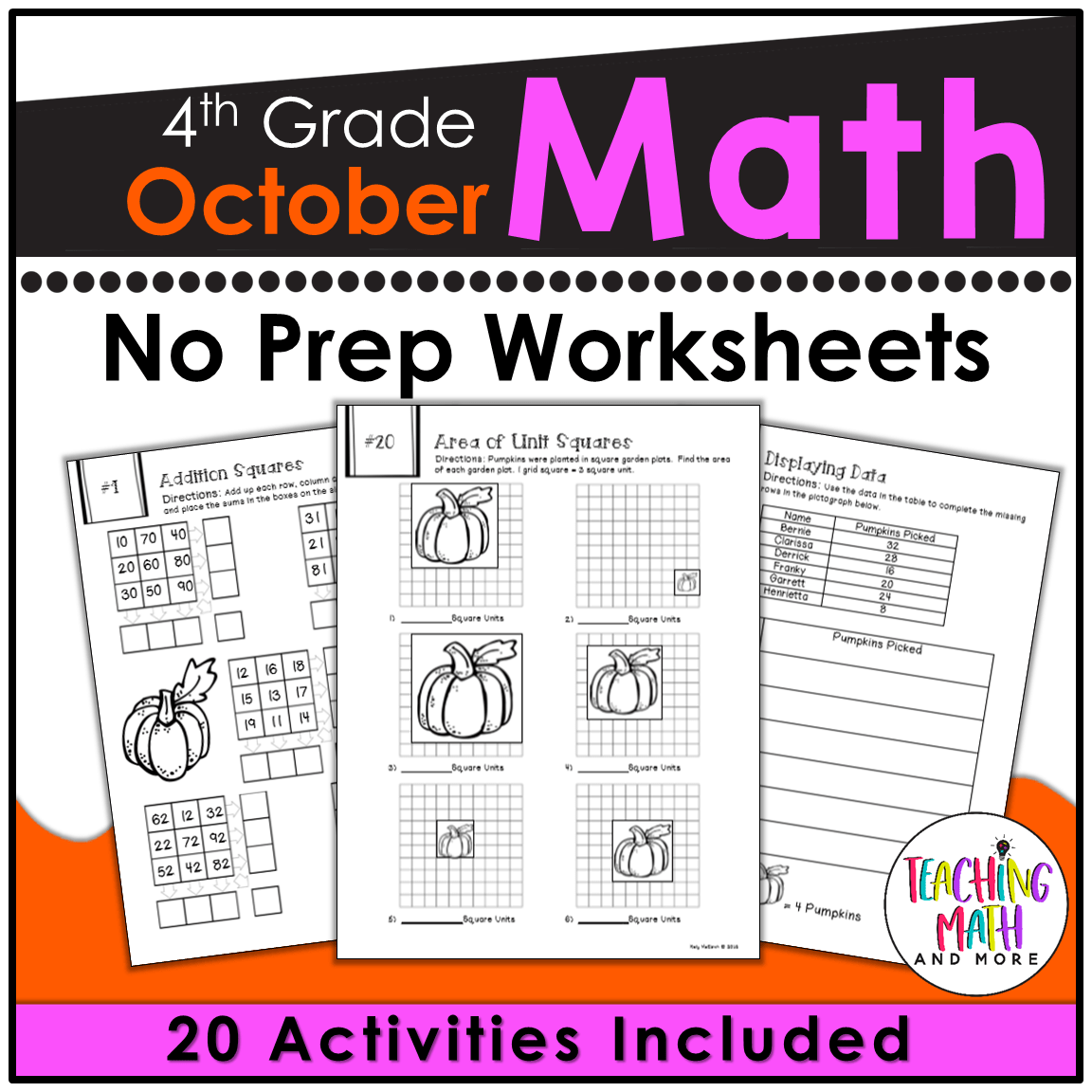 4th Grade October Math Worksheets