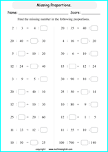 Printable ratio and Proportion worksheets for grade 5 and 6 math ...
