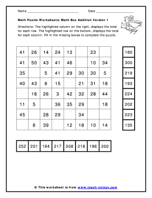 Math Puzzle Worksheets 2020-2024 - Fill and Sign Printable ...