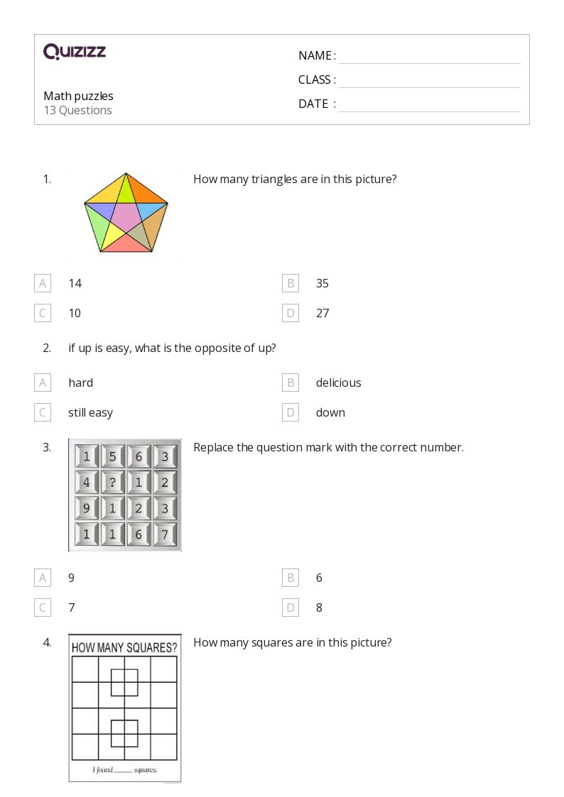 50+ Math Puzzles worksheets for 6th Class on Quizizz | Free ...